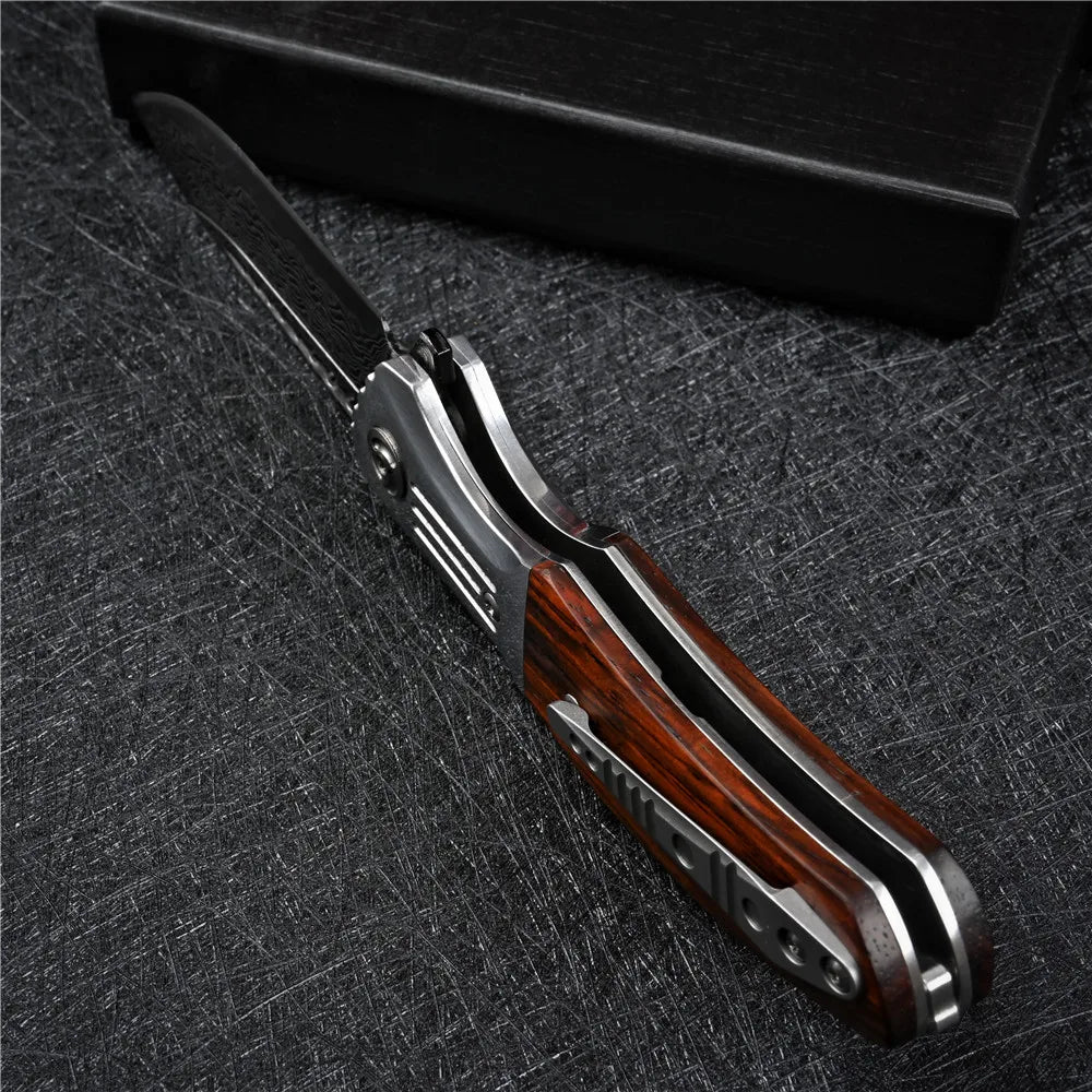 VG10 Damascus Flipper Folding Knife for Outdoor Survival