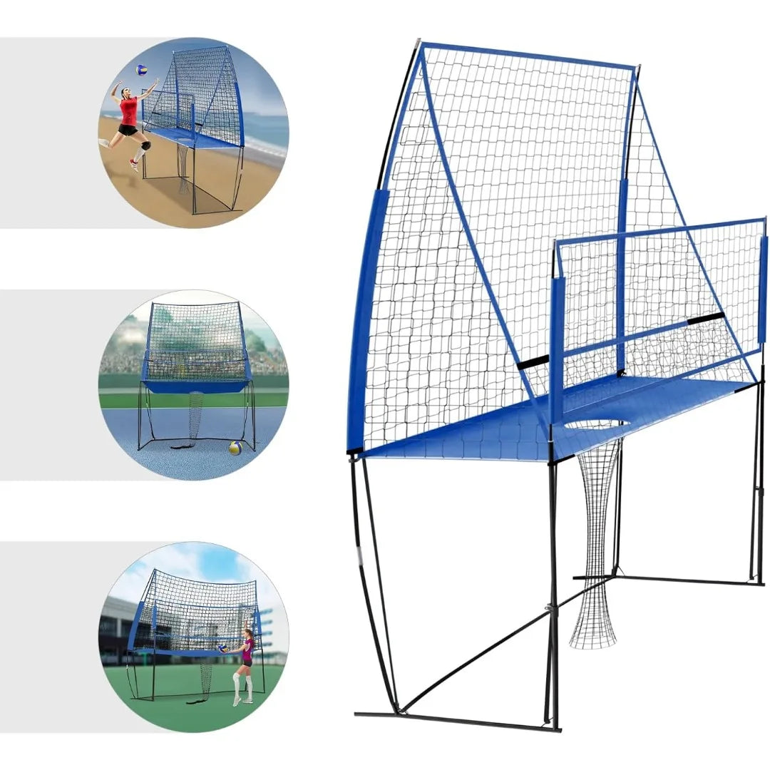 3-in-1 Portable Volleyball Training System - Adjustable Height Rebounder Net with Carry Bag 2.44 X 3.35m for Practice
