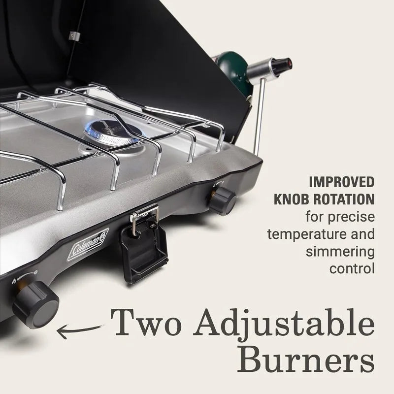 Coleman Triton 2-Burner Propane Camping Stove with Wind Guards