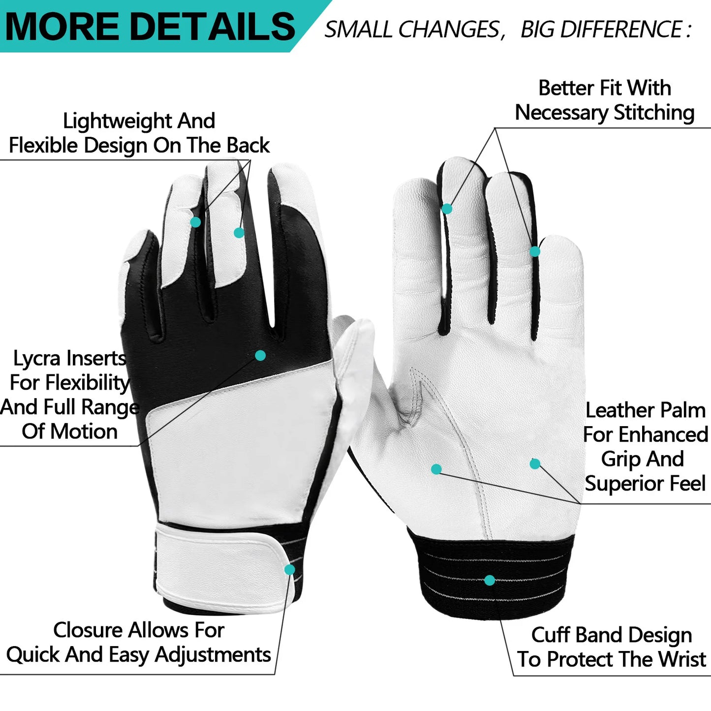Premium Cabretta Leather Batting Gloves for Men Baseball