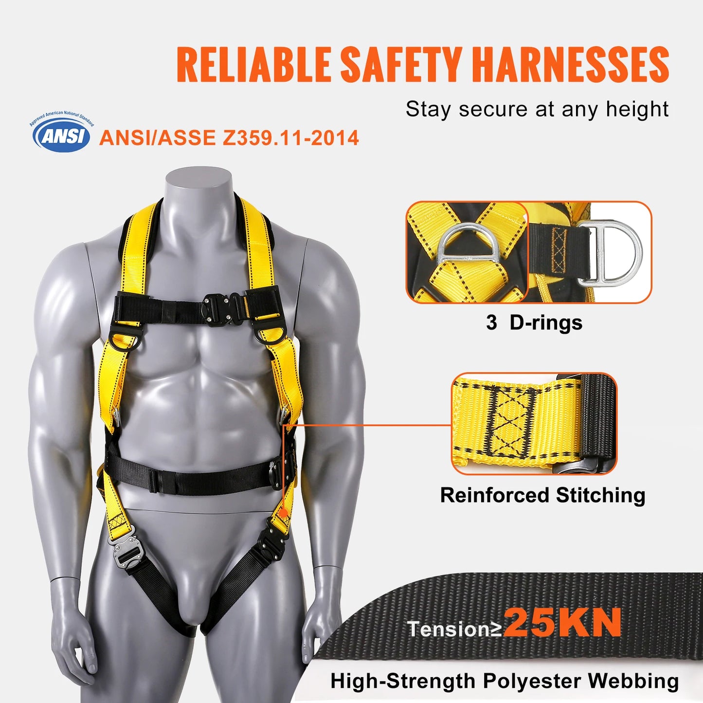VEVOR Detachable Full Body Safety Harness Construction