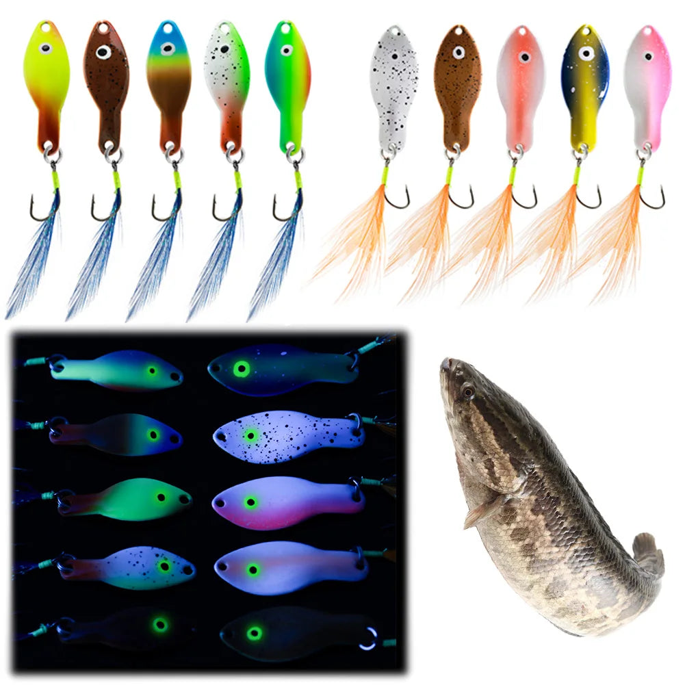 Shunmaii 10Pcs Metal Blade Lures 360 Degree Spinner