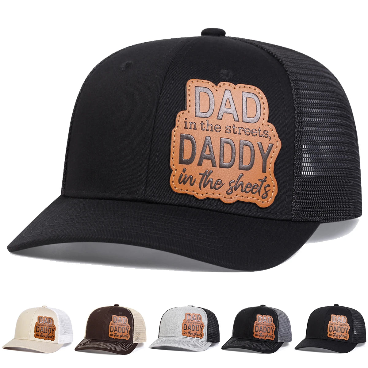 Unisex DAD DADDY Leather Patch Baseball Net Hat