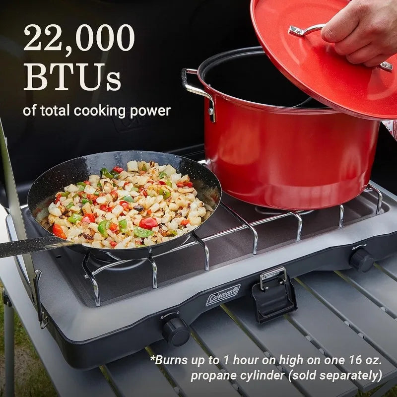 Coleman Triton 2-Burner Propane Camping Stove with Wind Guards