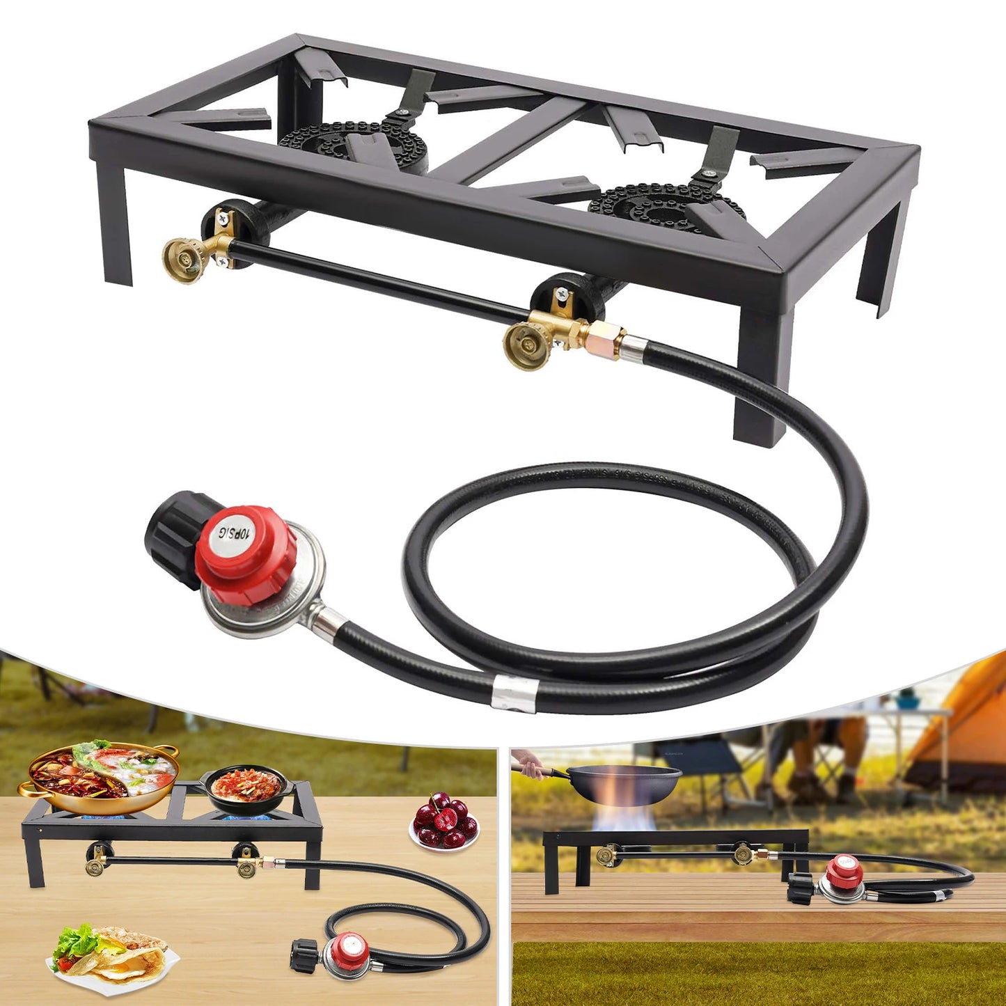 Portable Camping Propane Gas Stove Outdoor Double Burner