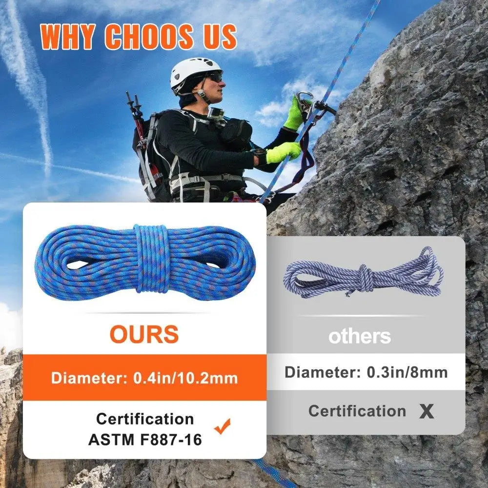 Dynamic Climbing Rope 10.2mm 60M 25KN for Rappelling