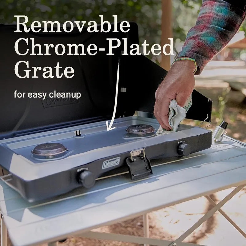 Coleman Triton 2-Burner Propane Camping Stove with Wind Guards