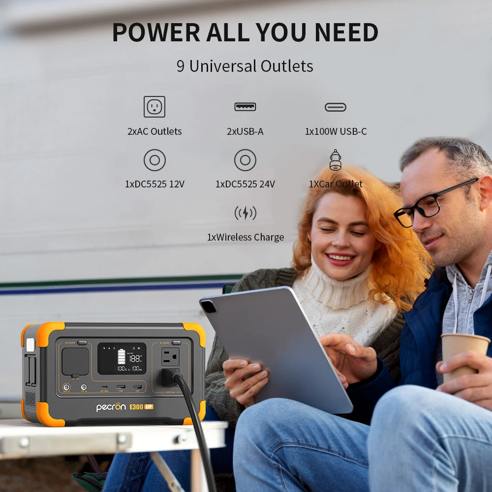 Pecron E300LFP Portable Solar Power Station 288Wh LiFePO4