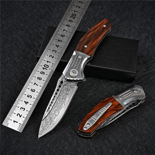 VG10 Damascus Flipper Folding Knife for Outdoor Survival