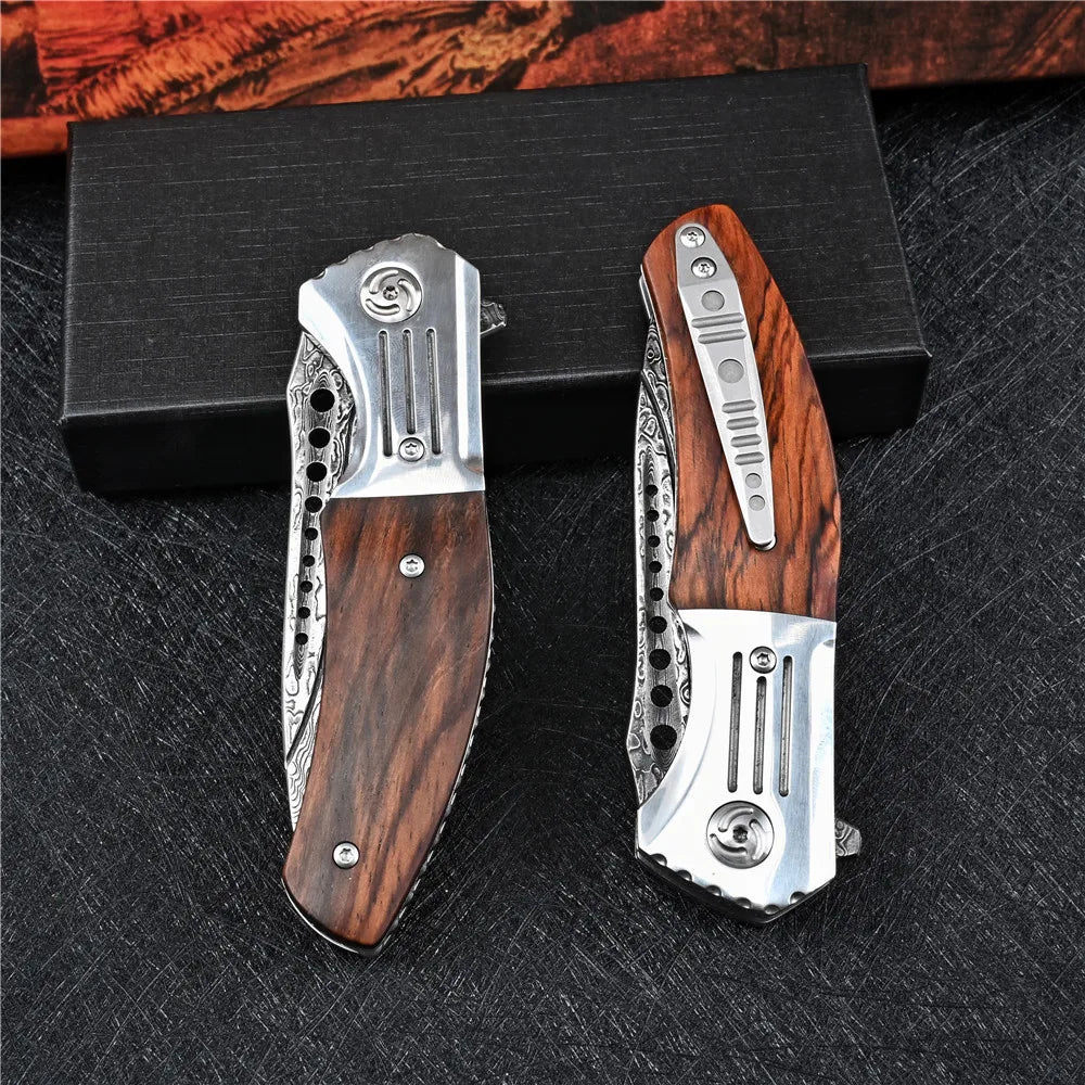 VG10 Damascus Flipper Folding Knife for Outdoor Survival