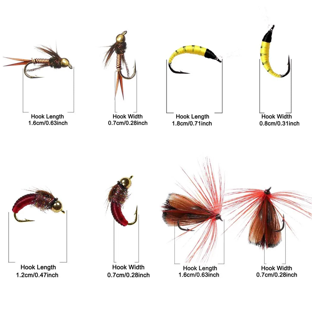 40-148 Pieces/Box Trout Fly Fishing Assorted Flies Kit