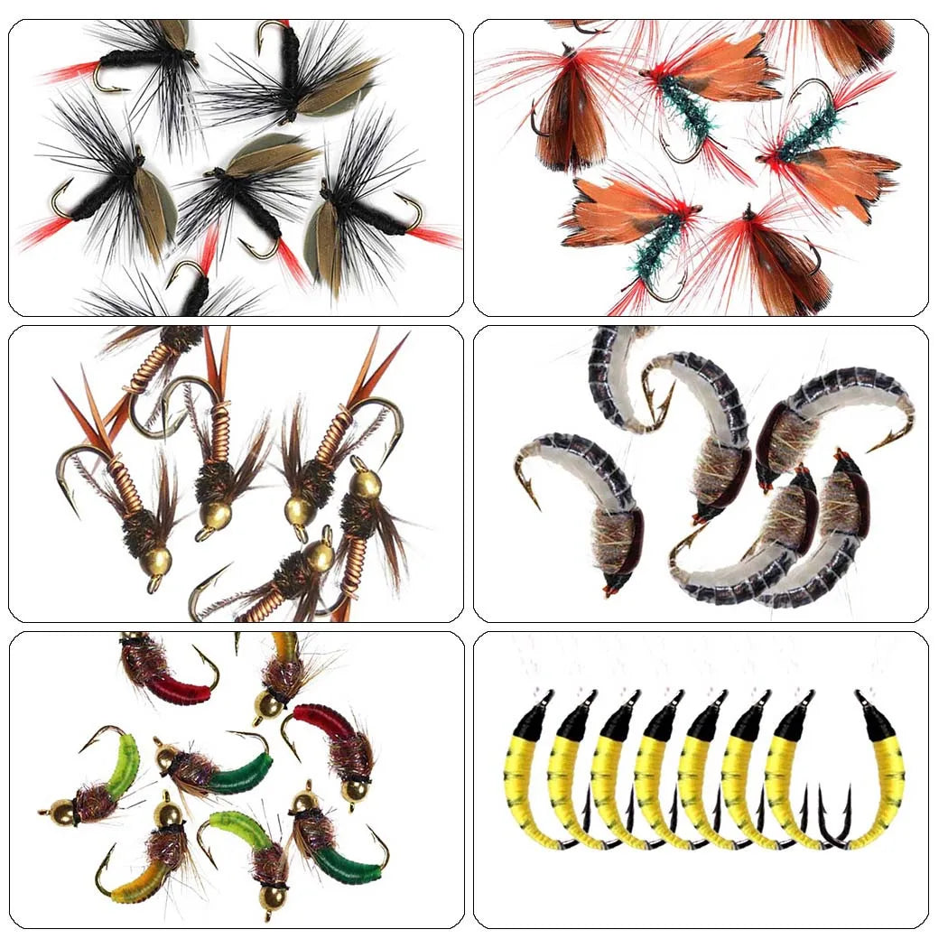 40-148 Pieces/Box Trout Fly Fishing Assorted Flies Kit
