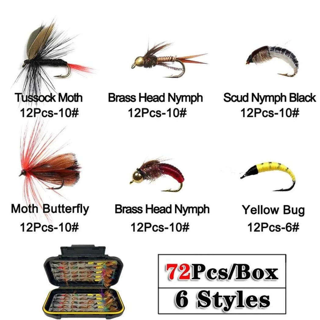 40-148 Pieces/Box Trout Fly Fishing Assorted Flies Kit