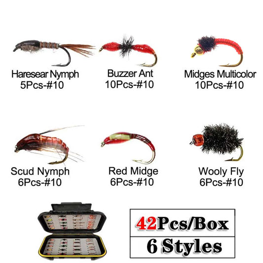 40-148 Pieces/Box Trout Fly Fishing Assorted Flies Kit