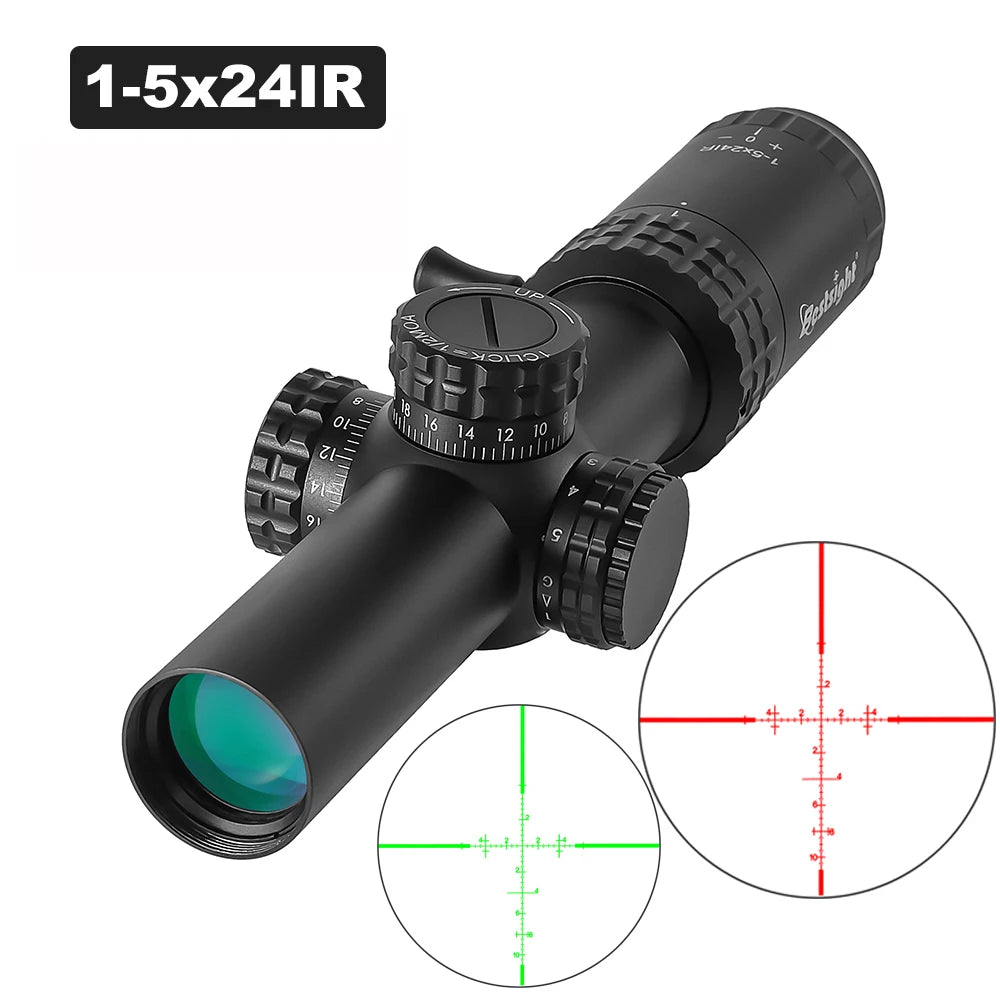 1-5X24 Tactical Optical Rifle Scope Red Green Illuminated Reticle