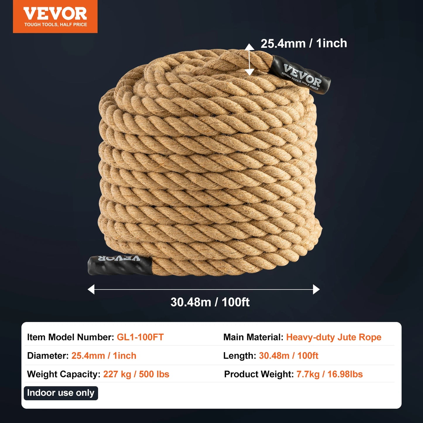 SucceBuy Gym Climbing Rope 50/100FT Heavy Duty