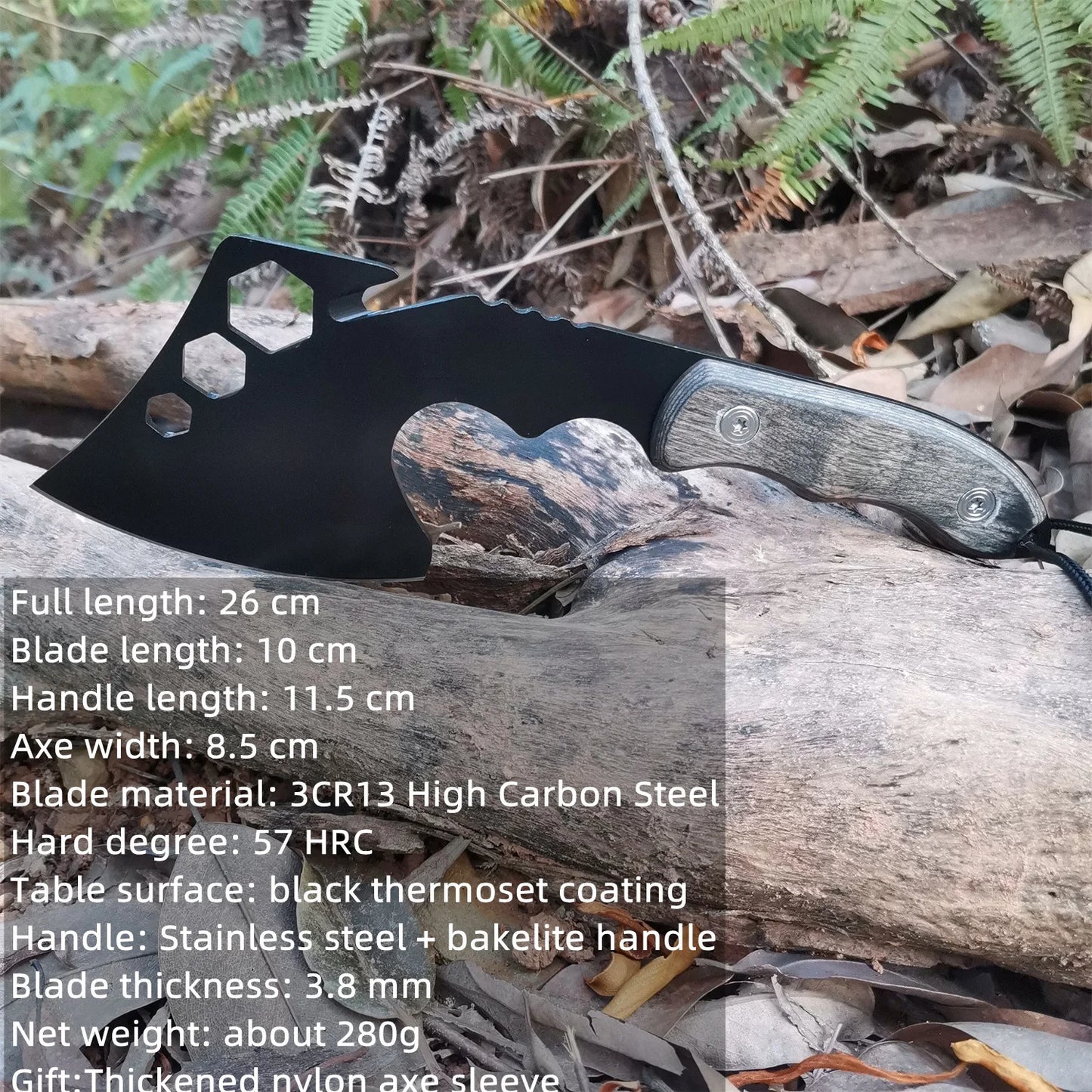 Camping Hatchet Forged Steel Survival Axe With Nylon Sheath
