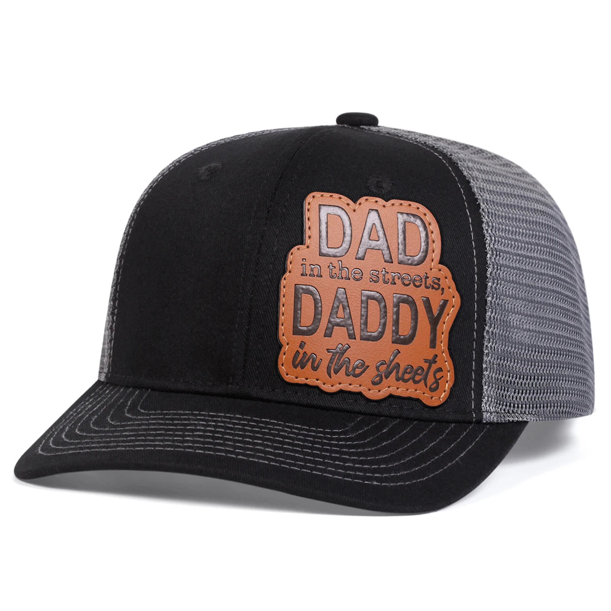 Unisex DAD DADDY Leather Patch Baseball Net Hat