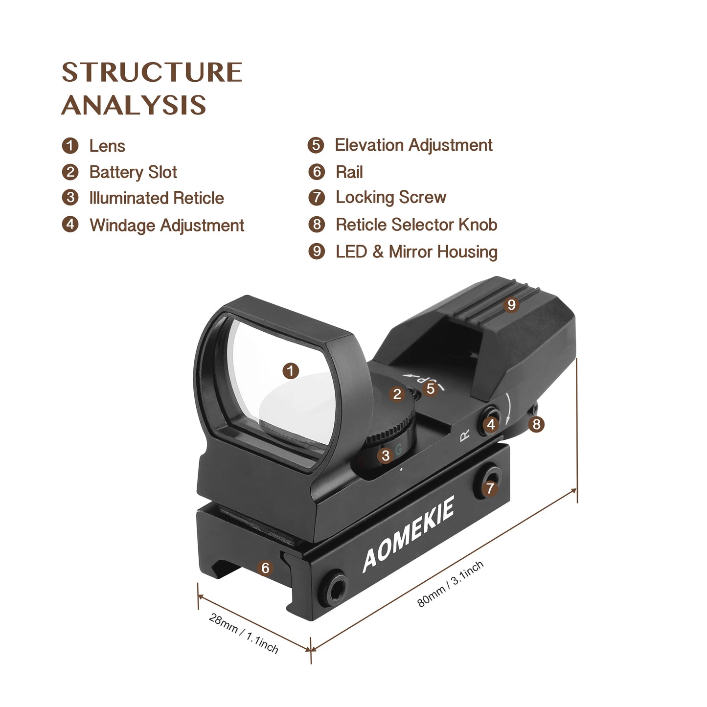 Red Green Dot 4 Reticles Reflex Sight Tactical 20mm Mount Rail