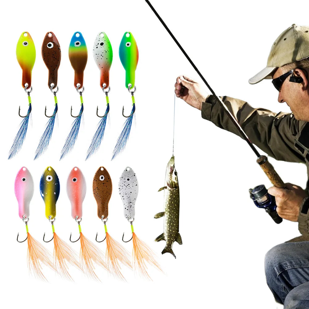 Rotating Sequin Metal Blade Fishing Lures Set Assorted