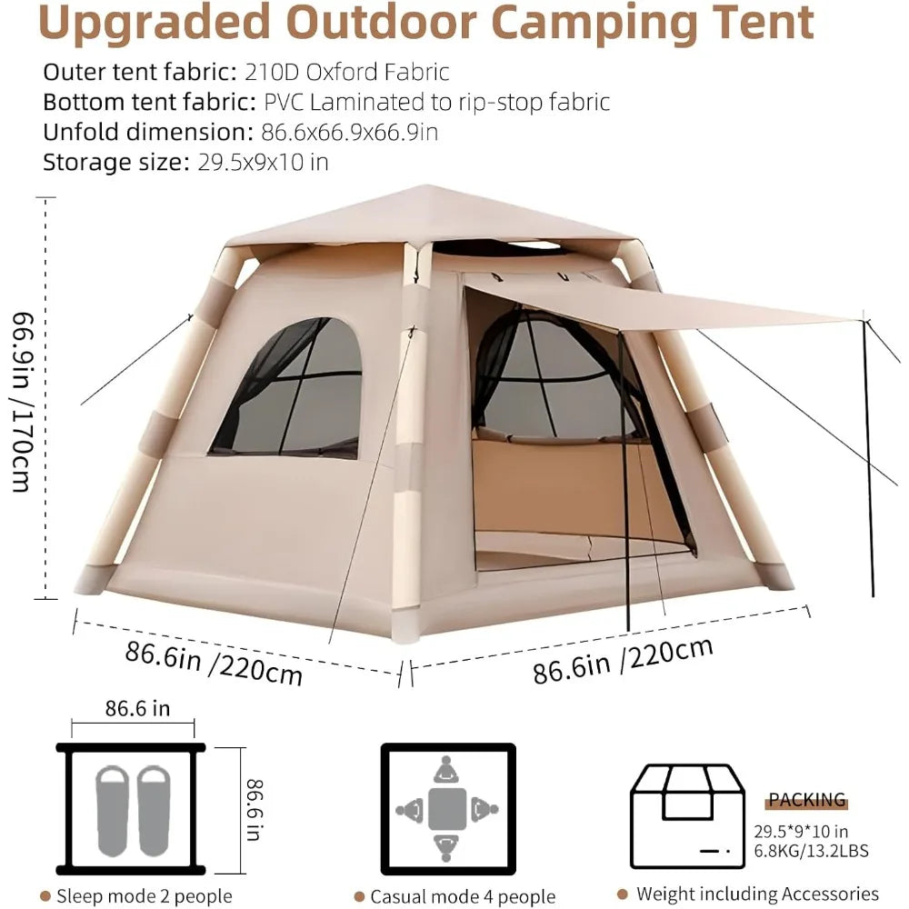 4 Season Inflatable Camping Tent for Family Adventures