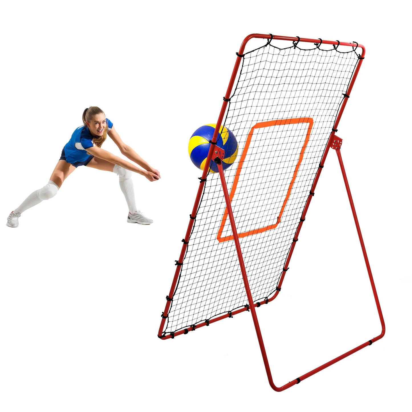 Volleyball Rebound Net with 5 Adjustable Angles, 7x4ft