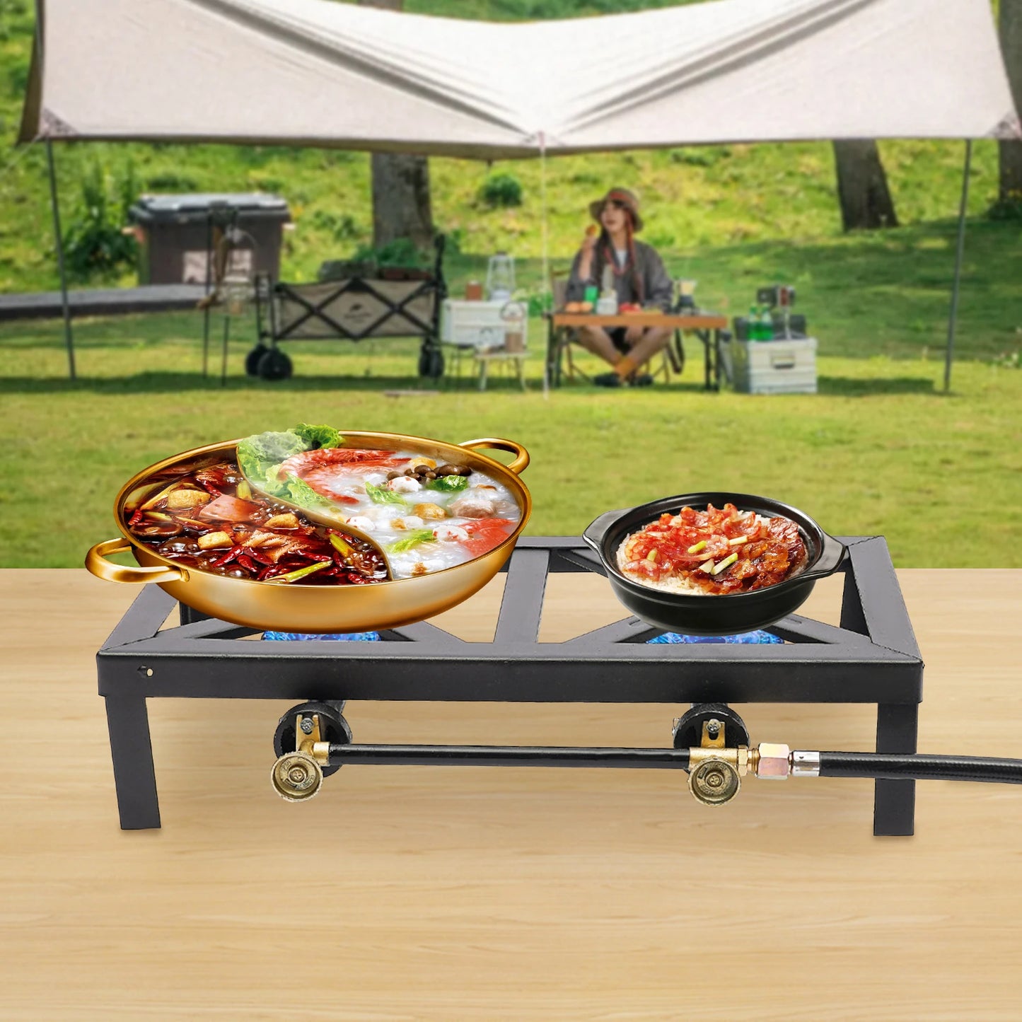 Portable Camping Propane Gas Stove Outdoor Double Burner
