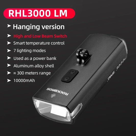 ROCKBROS Bike Light 3000LM 10000mAh High Brightness Front Light