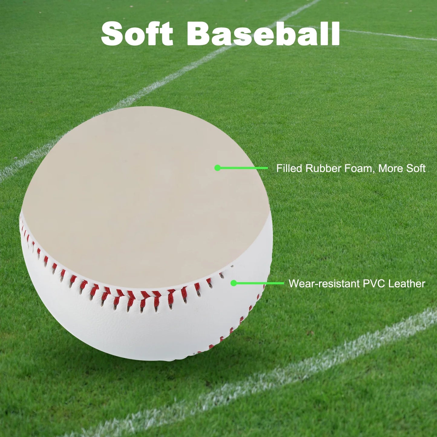9 Inch Leatherette Baseballs Bulk Pack for Practice