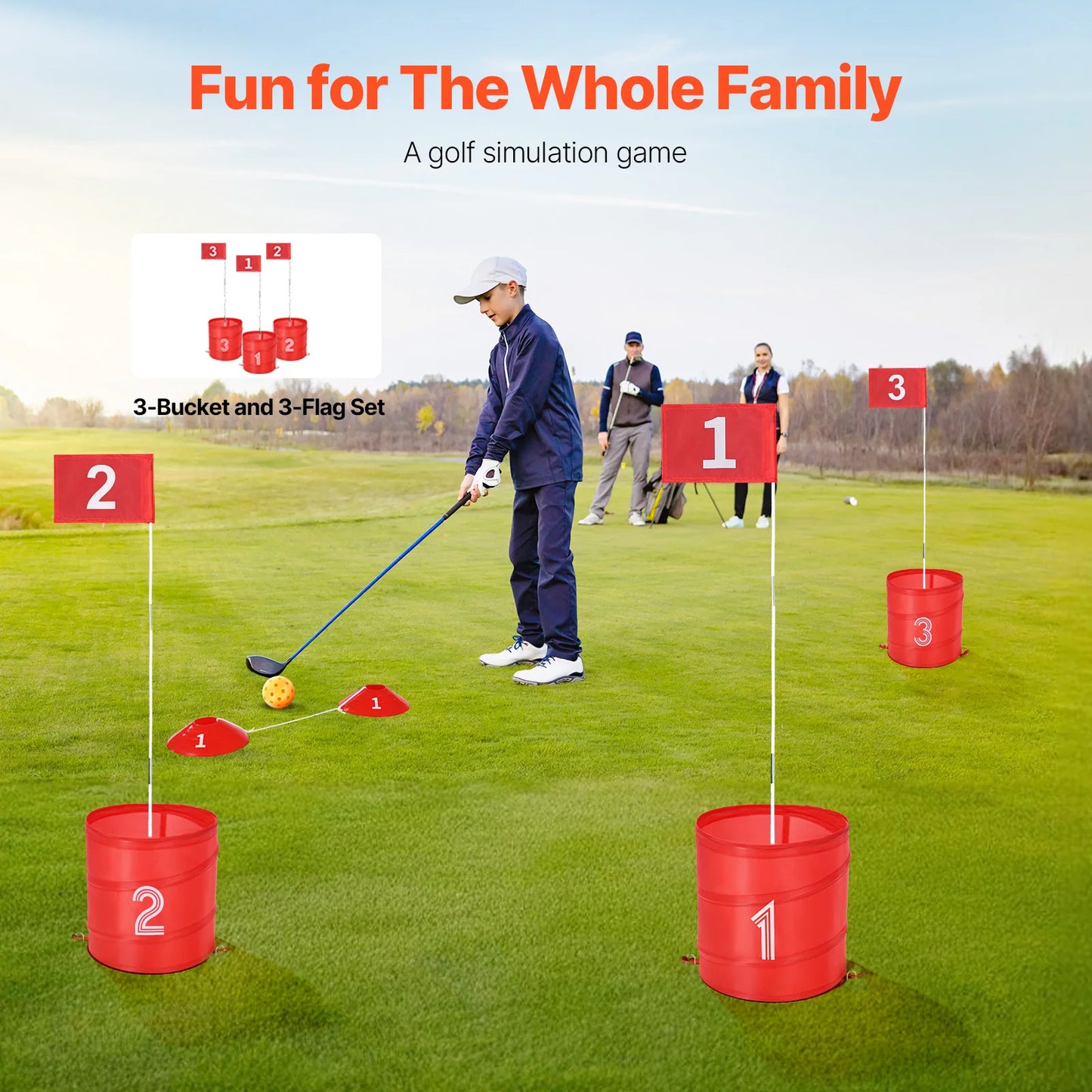 SucceBuy Kids Backyard Bucket Golf Set 3 6 9 Holes