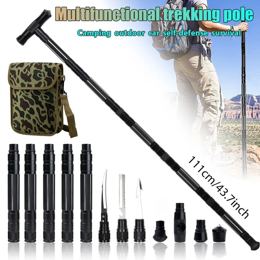 T-Shaped Retractable Mountaineering Stick with Backpack