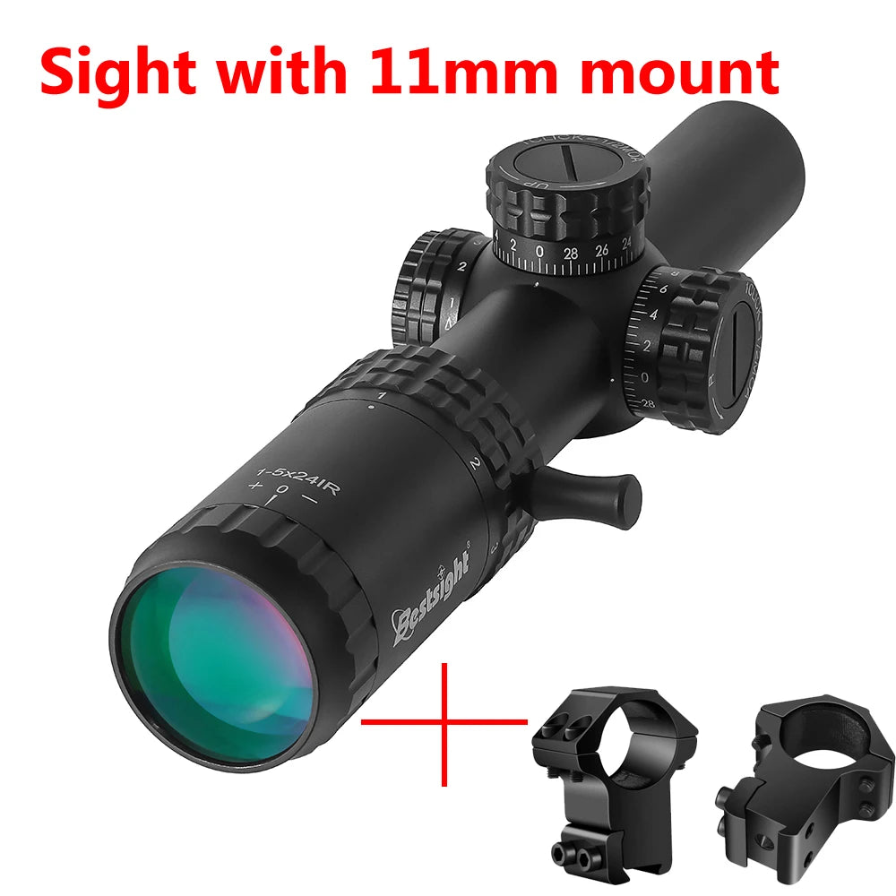 1-5X24 Tactical Optical Rifle Scope Red Green Illuminated Reticle