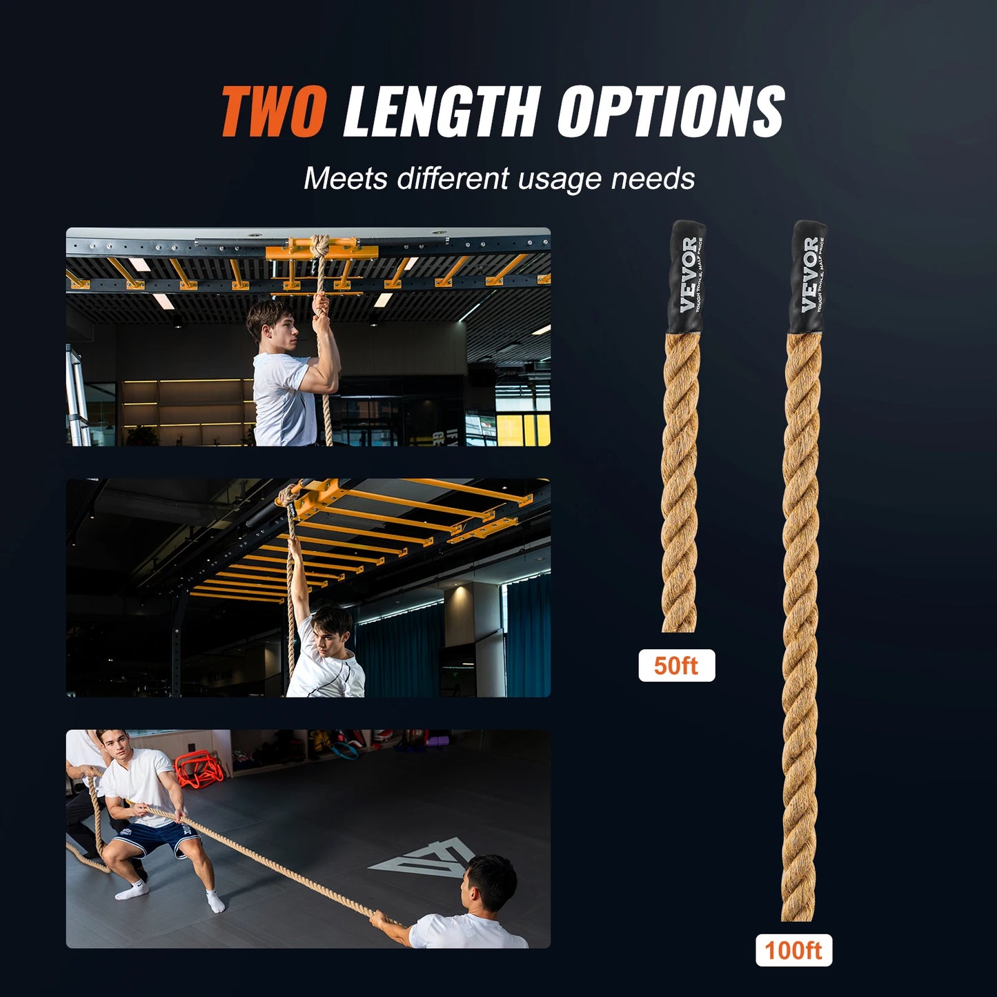 SucceBuy Gym Climbing Rope 50/100FT Heavy Duty