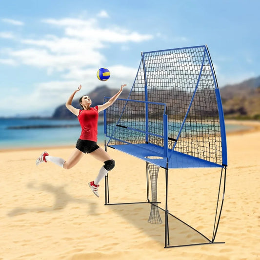 3-in-1 Portable Volleyball Training System - Adjustable Height Rebounder Net with Carry Bag 2.44 X 3.35m for Practice