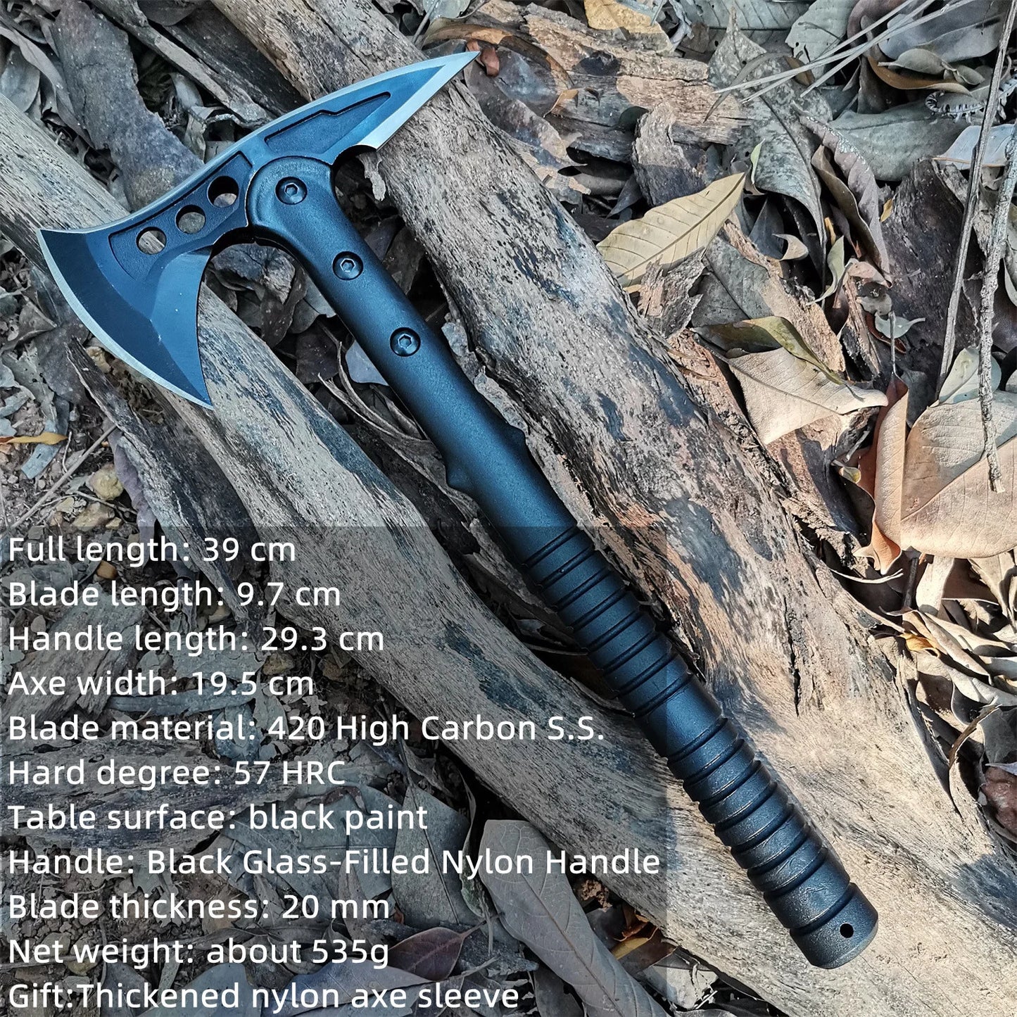 Camping Hatchet Forged Steel Survival Axe With Nylon Sheath