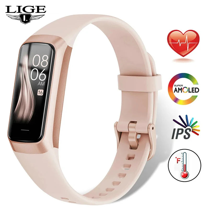 LIGE 1.1 Inch Amoled Smart Watch for Fitness Tracking