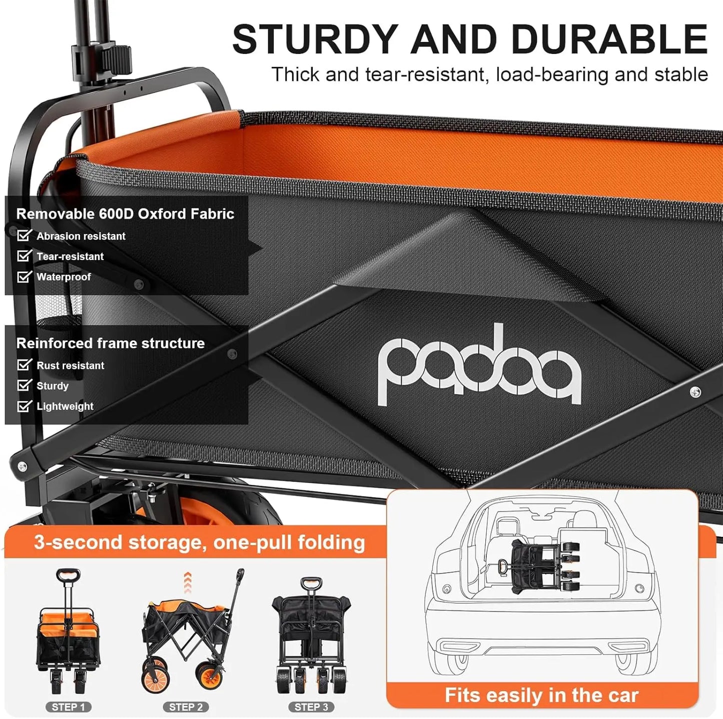 Electric Assisted Collapsible Folding Garden Wagon Wheels