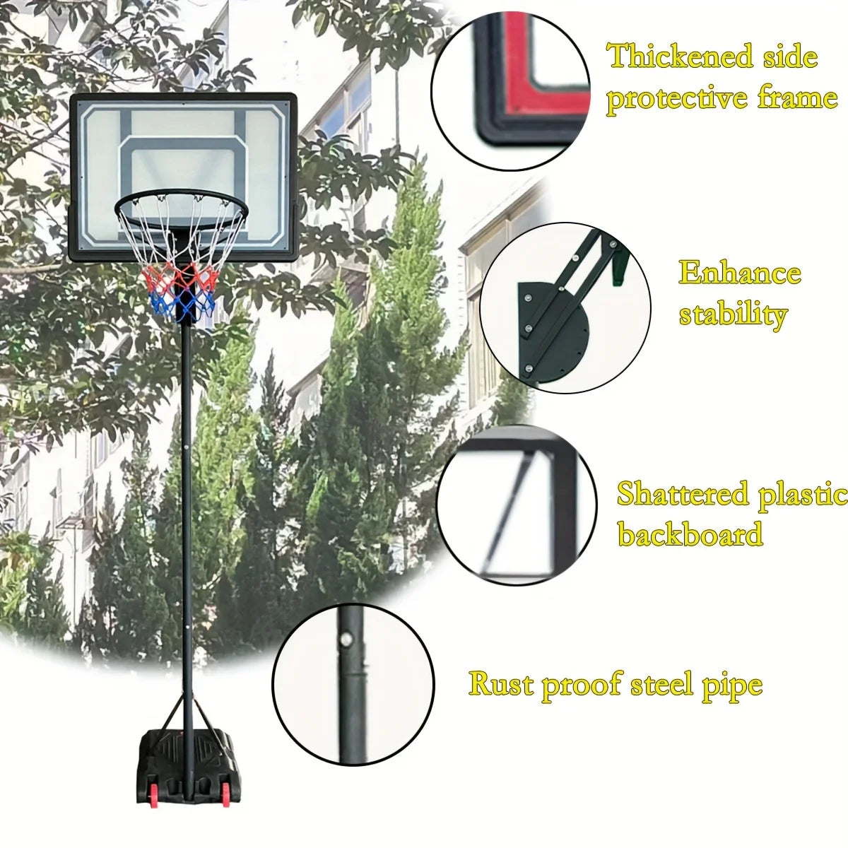 1 Basketball Hoop Outdoor Adjustable Height Portable System