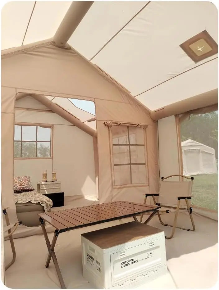 10-12 People Inflatable Tent for Camping 129 Sqft Large Tent