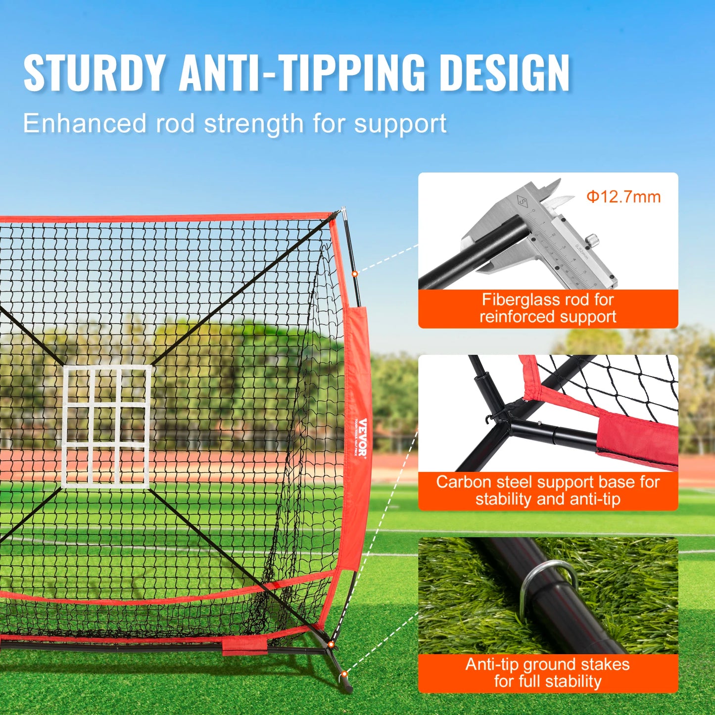 Vevor 5x5ft Baseball Softball Practice Net Bow Frame