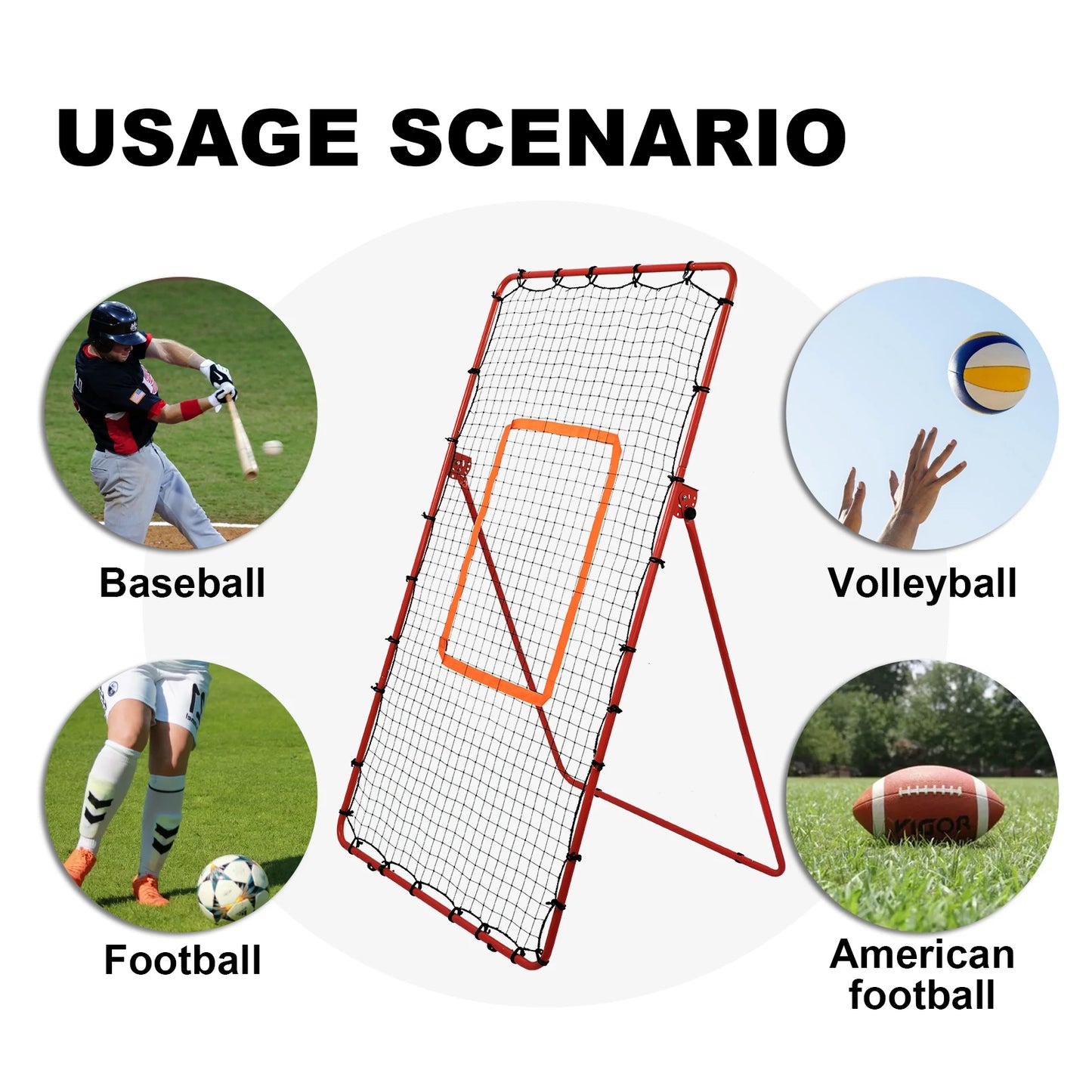 Volleyball Rebound Net with 5 Adjustable Angles, 7x4ft