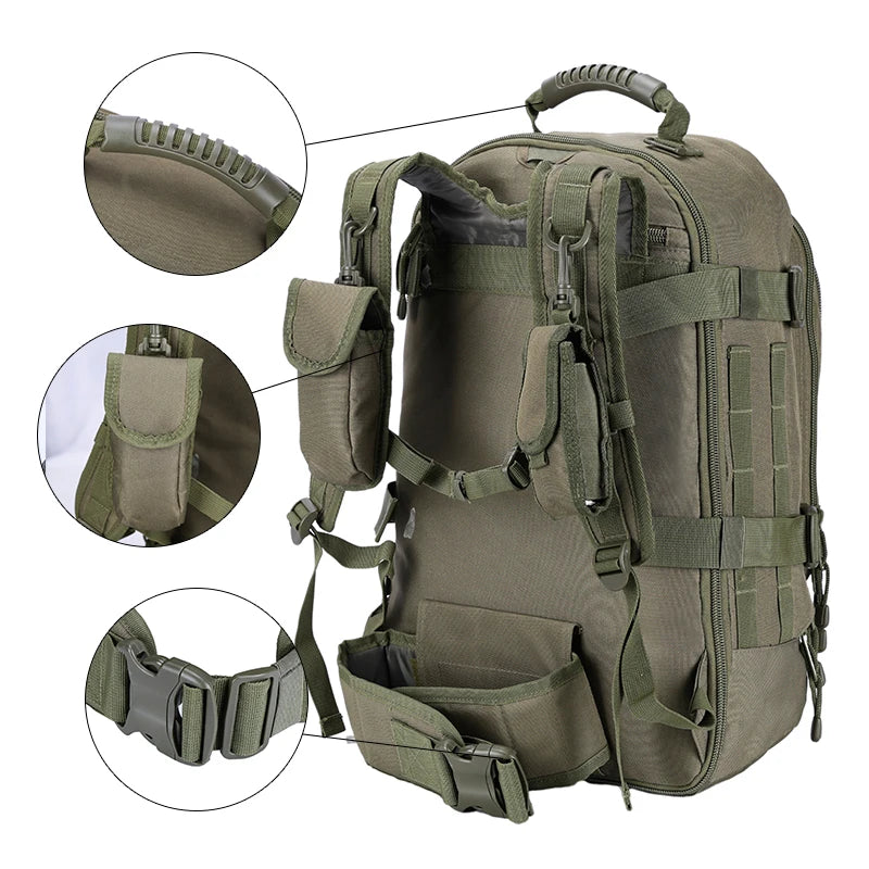LQARMY 60L Tactical Travel Backpack With MOLLE System