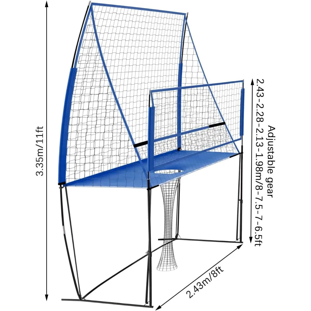 3-in-1 Portable Volleyball Training System - Adjustable Height Rebounder Net with Carry Bag 2.44 X 3.35m for Practice