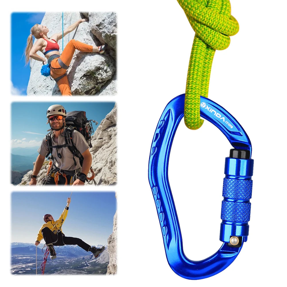 Locking Rock Climbing Carabiner With Multi Function Clip