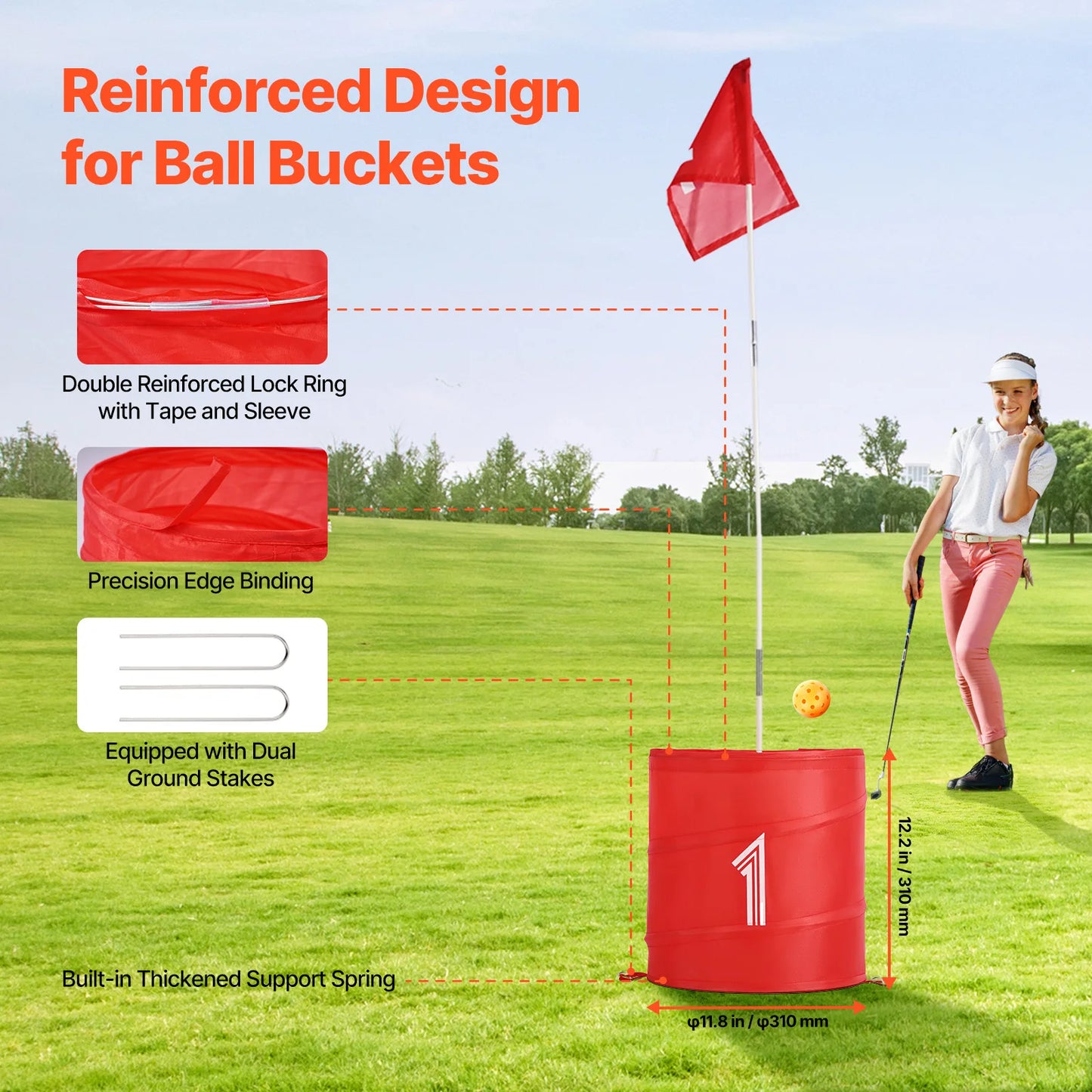 SucceBuy Kids Backyard Bucket Golf Set 3 6 9 Holes