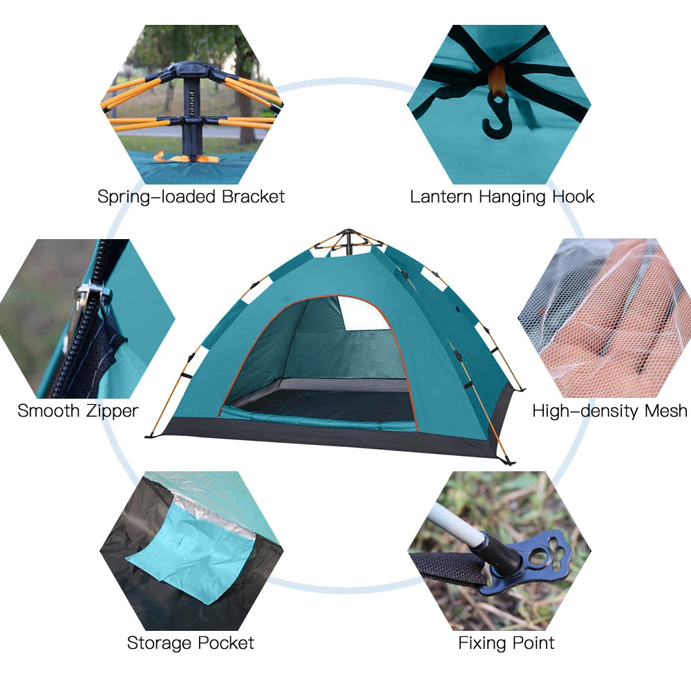 Outdoor Pop Up Tent - Water-resistant Portable Family Tent