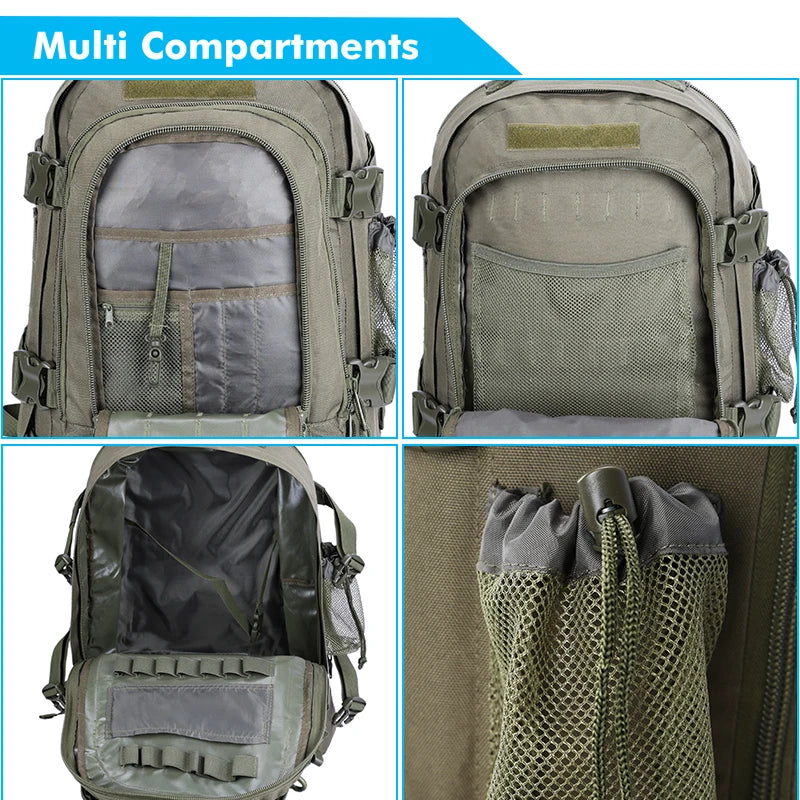 LQARMY 60L Tactical Travel Backpack With MOLLE System