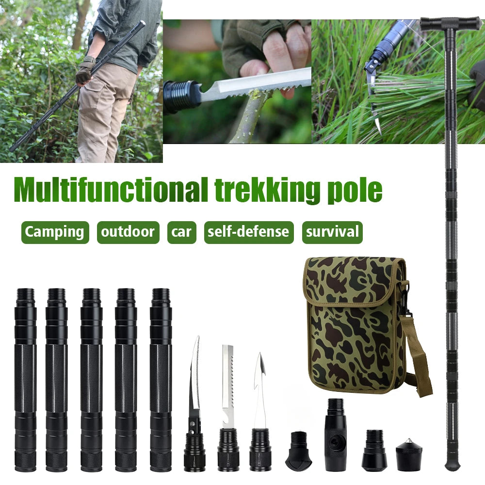 T-Shaped Retractable Mountaineering Stick with Backpack