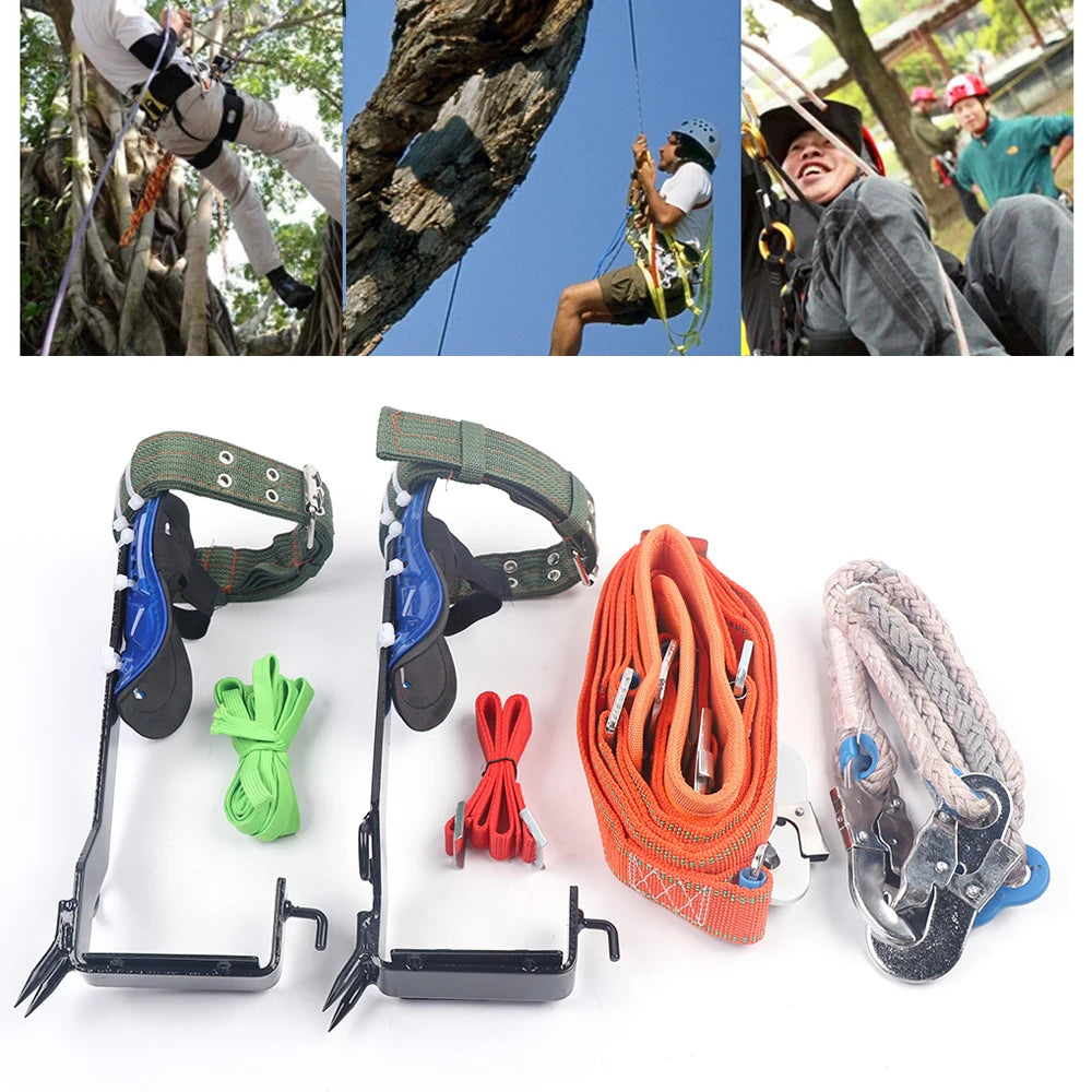 Durable Tree Climbing Gear with Safety Belt and Spikes