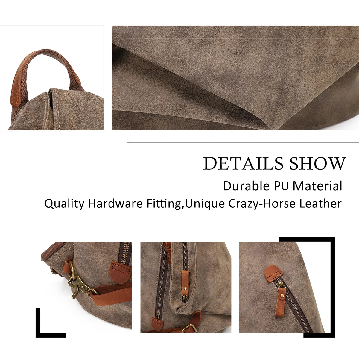 KL928 PU Leather Vintage Backpack for Travel and Hiking